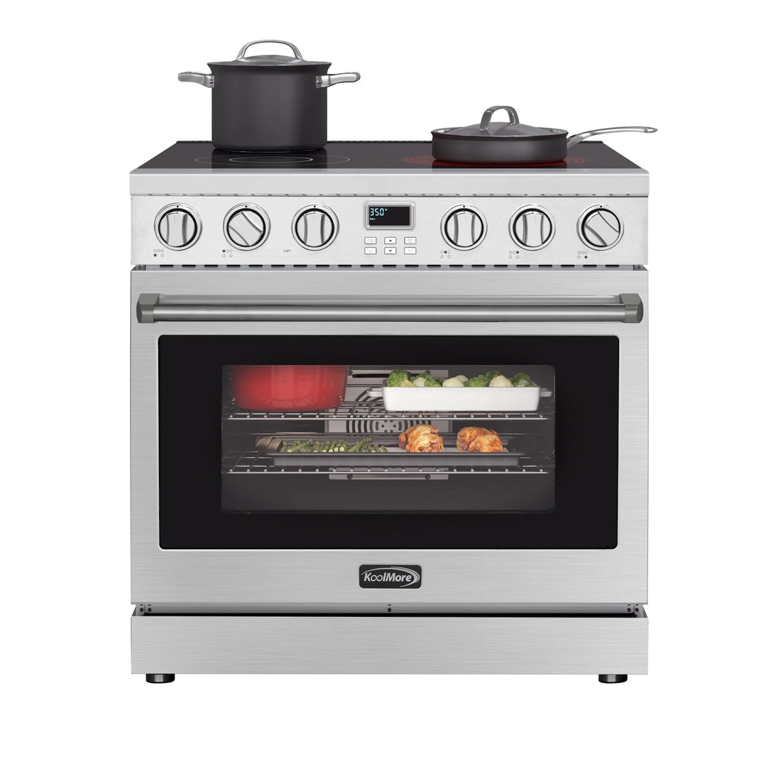 Professional Electric Range with 16600W of Power, 240V in Stainless-Steel, 36 In.