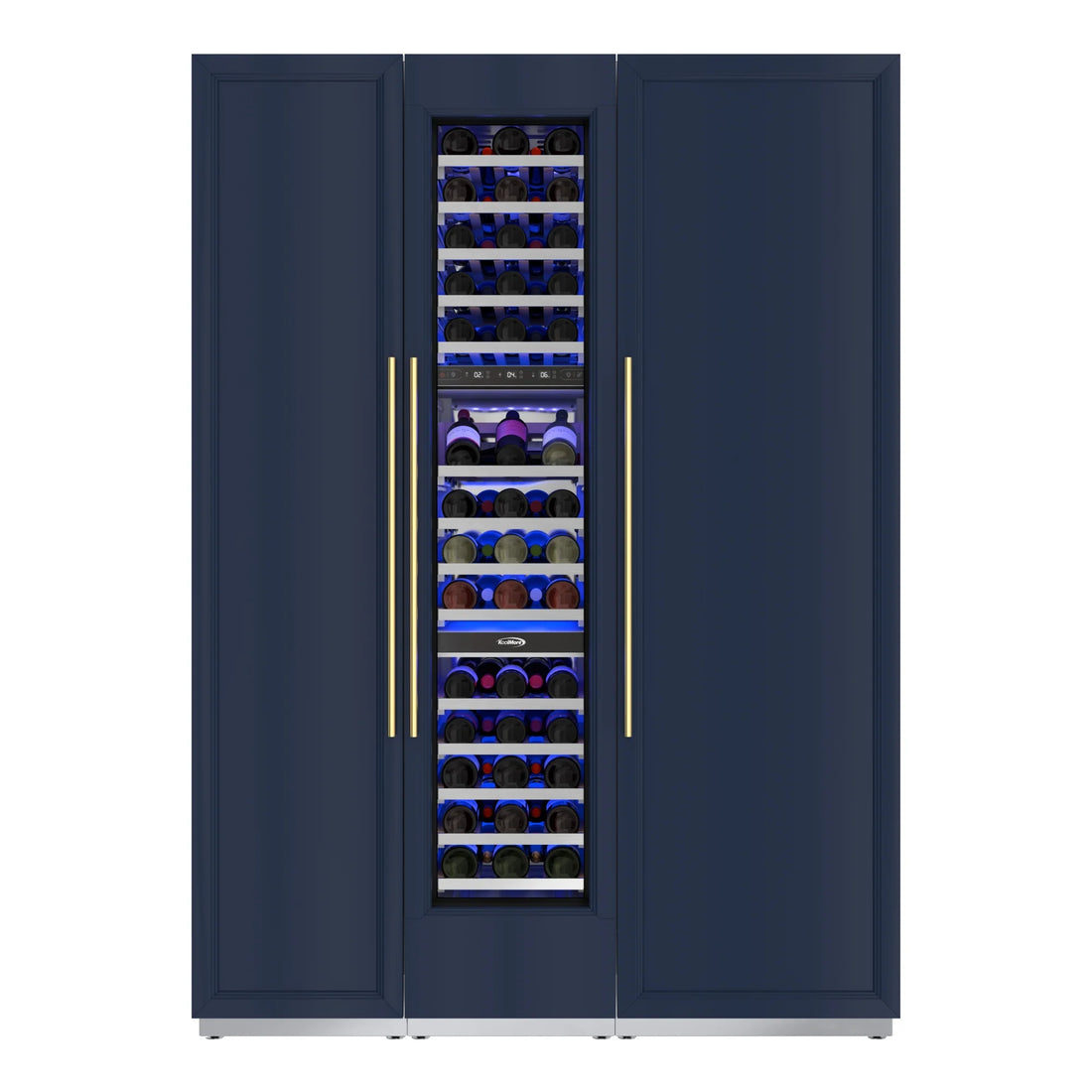 KoolMore Reserve Panel Ready Column Refrigerator, Wine Cooler and Freezer Combo with Water and Ice Dispenser, Wooden Shelves, ETL Listed, Energy Star