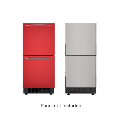 Panel Ready Built-in Double Refrigerator, Frost-Free Undercounter Fridge with Digital Temperature Control and Stainless-Steel Drawers, 15 In.