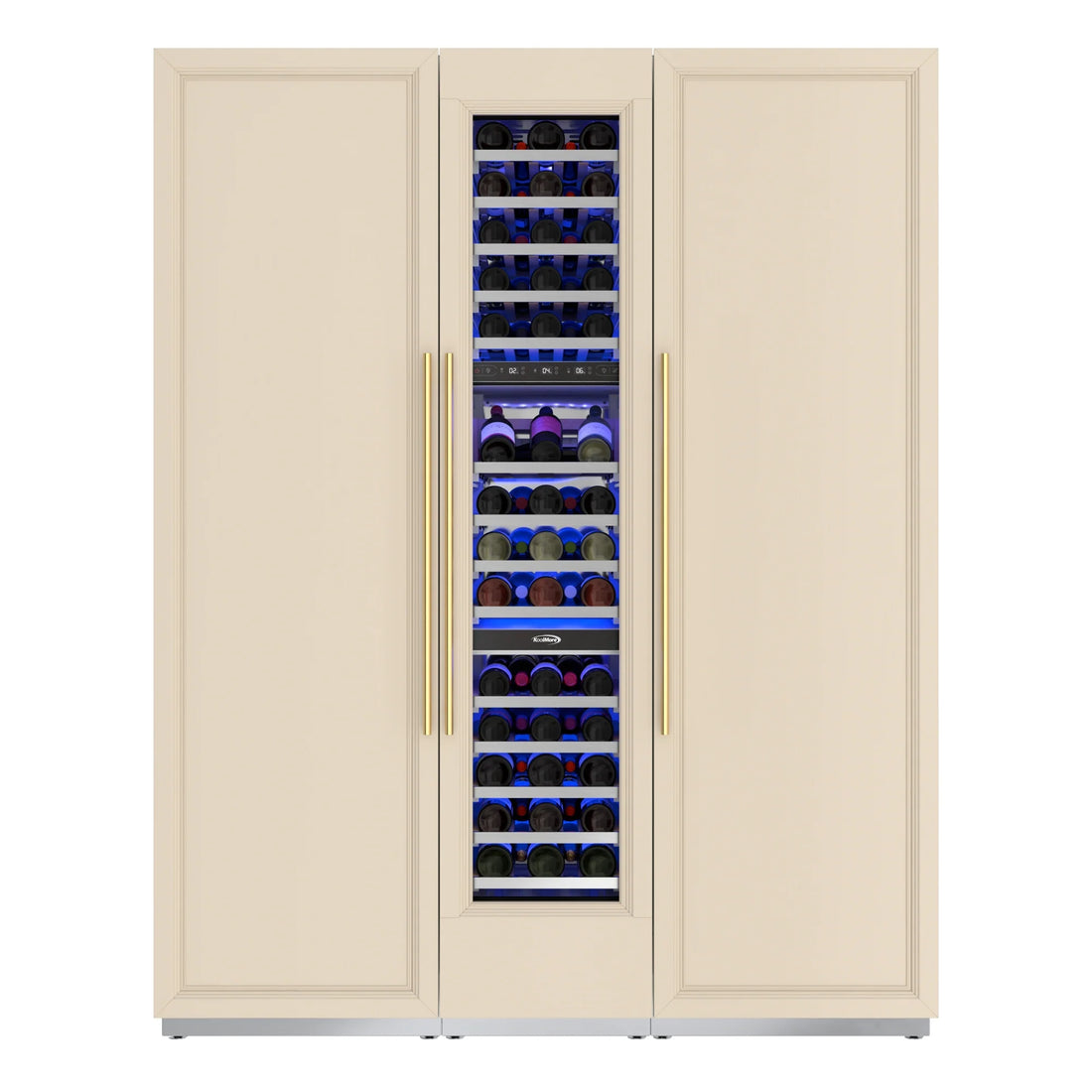 KoolMore Reserve Panel Ready Column Refrigerator, Wine Cooler and Freezer Combo with Water and Ice Dispenser, Wooden Shelves, ETL Listed, Energy Star