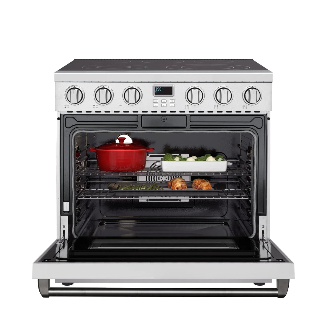 Professional Electric Range with 16600W of Power, 240V in Stainless-Steel, 36 In.