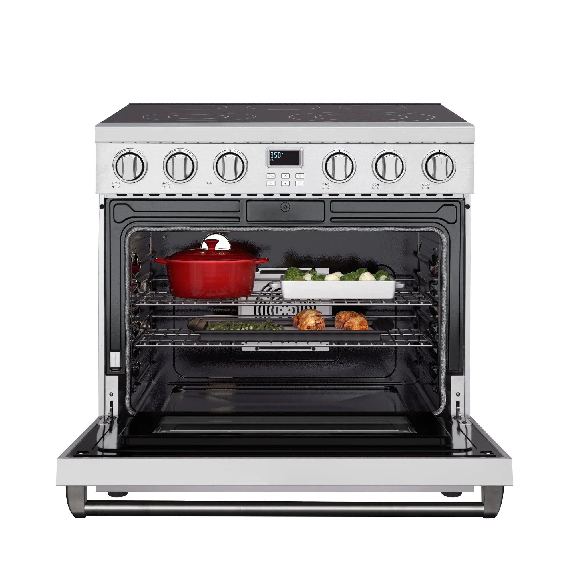 Professional Electric Range with 16600W of Power, 240V in Stainless-Steel, 36 In.