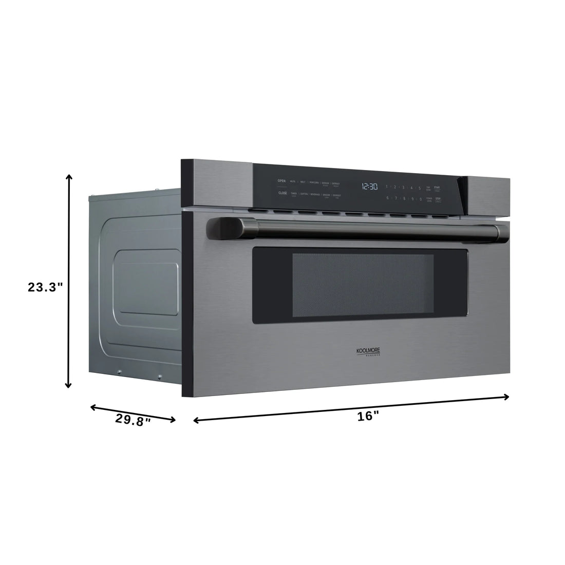 KoolMore Reserve 30 in. Stainless-Steel Microwave Drawer, 1.2 cu. ft. Capacity in Black