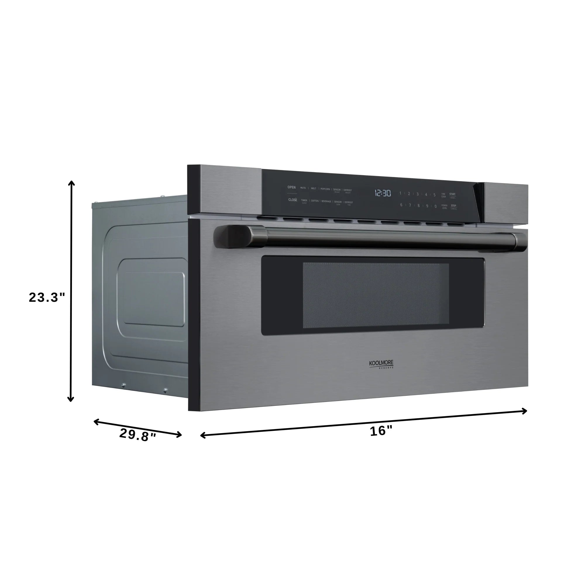KoolMore Reserve 30 in. Stainless-Steel Microwave Drawer, 1.2 cu. ft. Capacity in Black