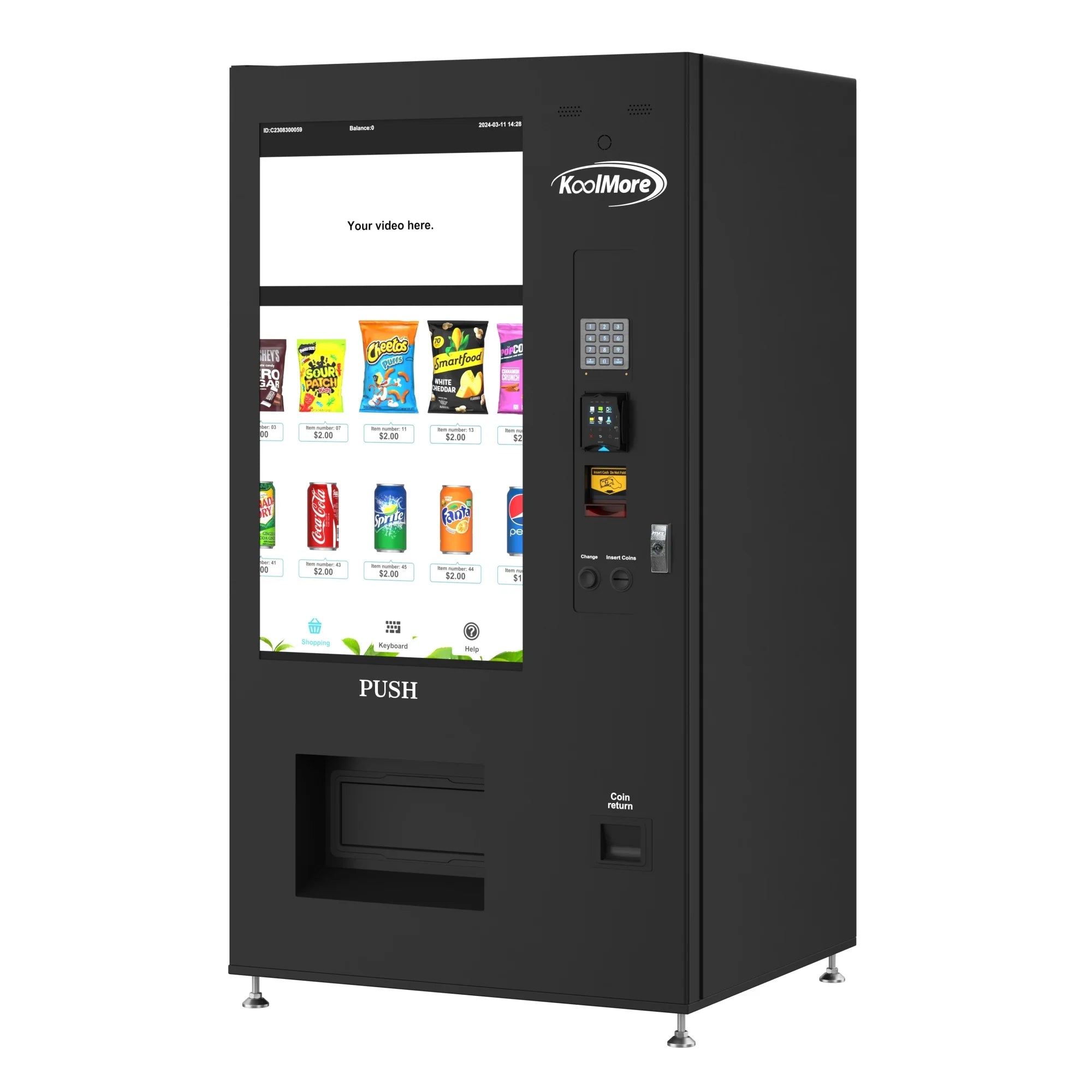 Refrigerated Snack Vending Machine with 48 Slots and Ample 49 in.Touch Display, Bill Acceptor, Credit Card Reader, Wifi, and 4G Connectivity in Black, 41 In.