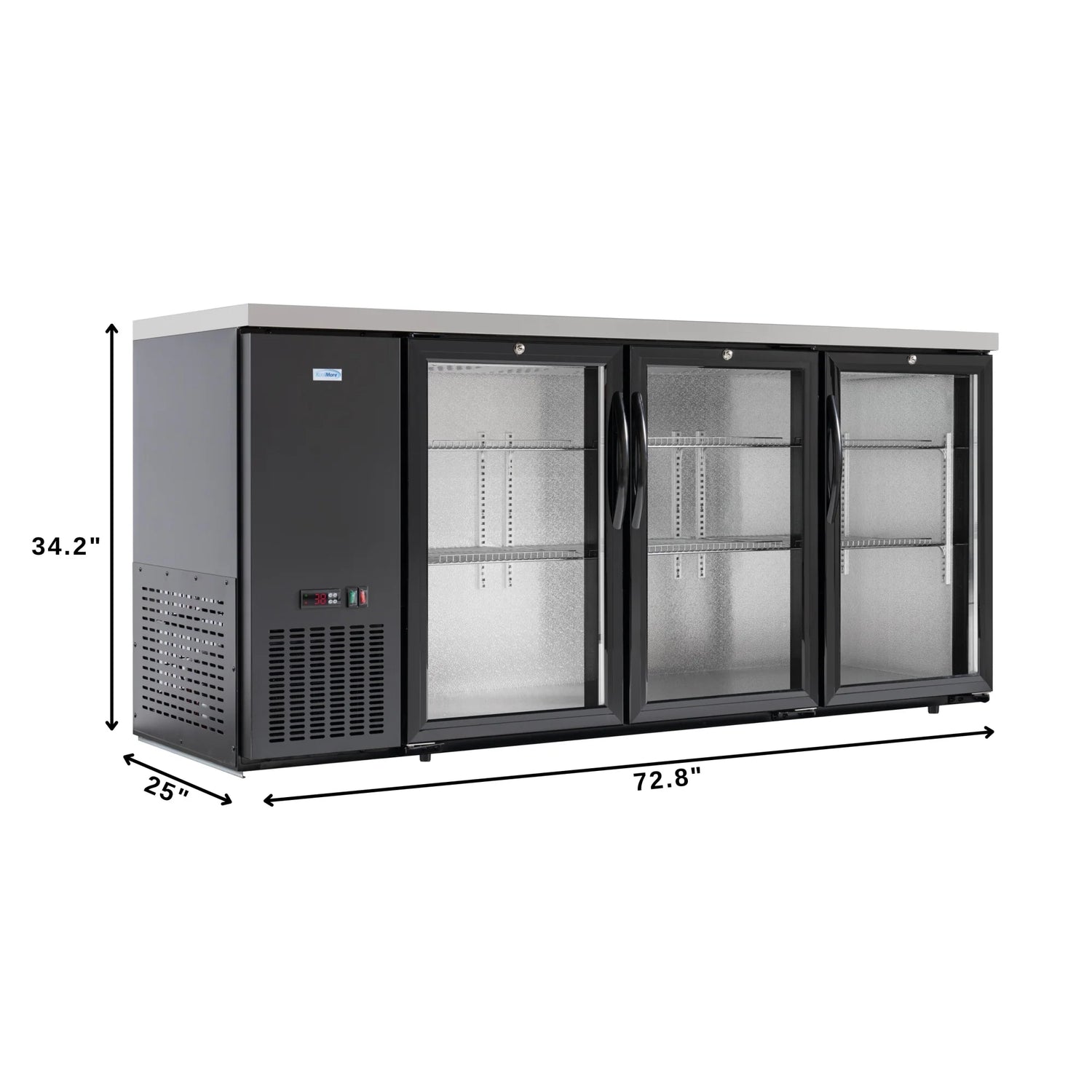 72" 3-Door Back Bar Cooler – 18 Cu. Ft LED Fridge