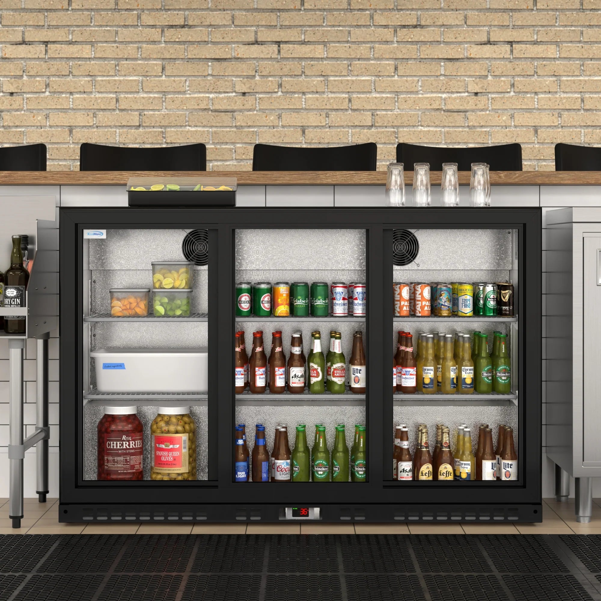 Three-Door Back Bar Refrigerator - 11.3 Cu Ft. 53 In.