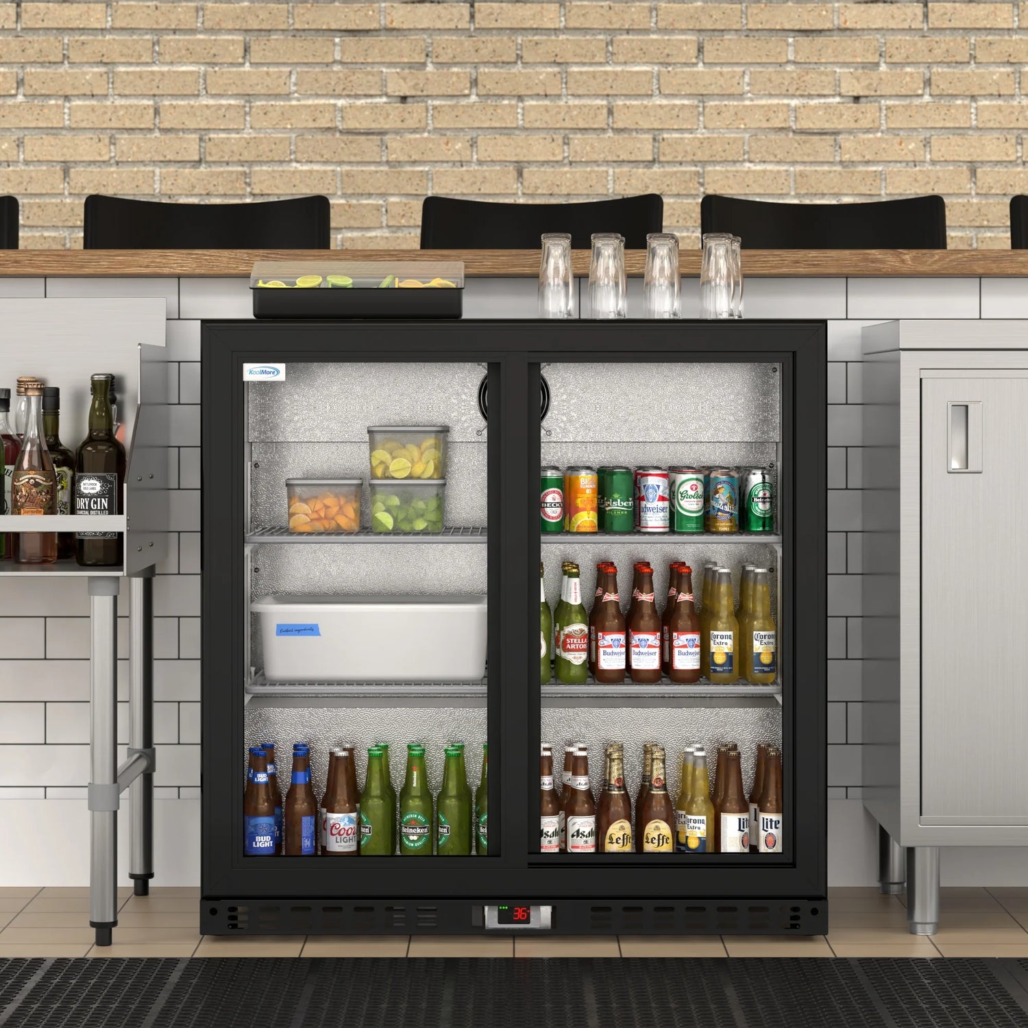 Two-Door Back Bar Refrigerator - 7.4 Cu Ft. 35 In.