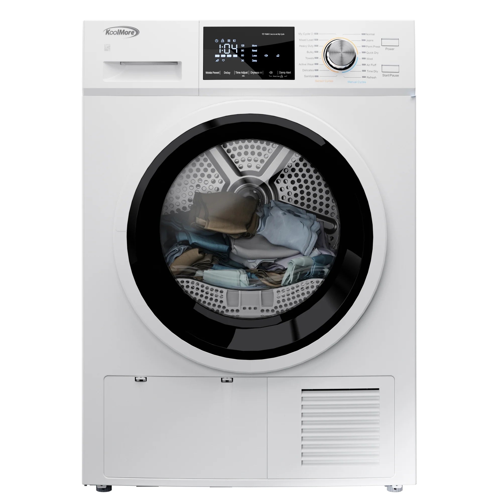Large Capacity Stackable Ventless Front Load Dryer in White, 240V, 4.4 cu. ft.