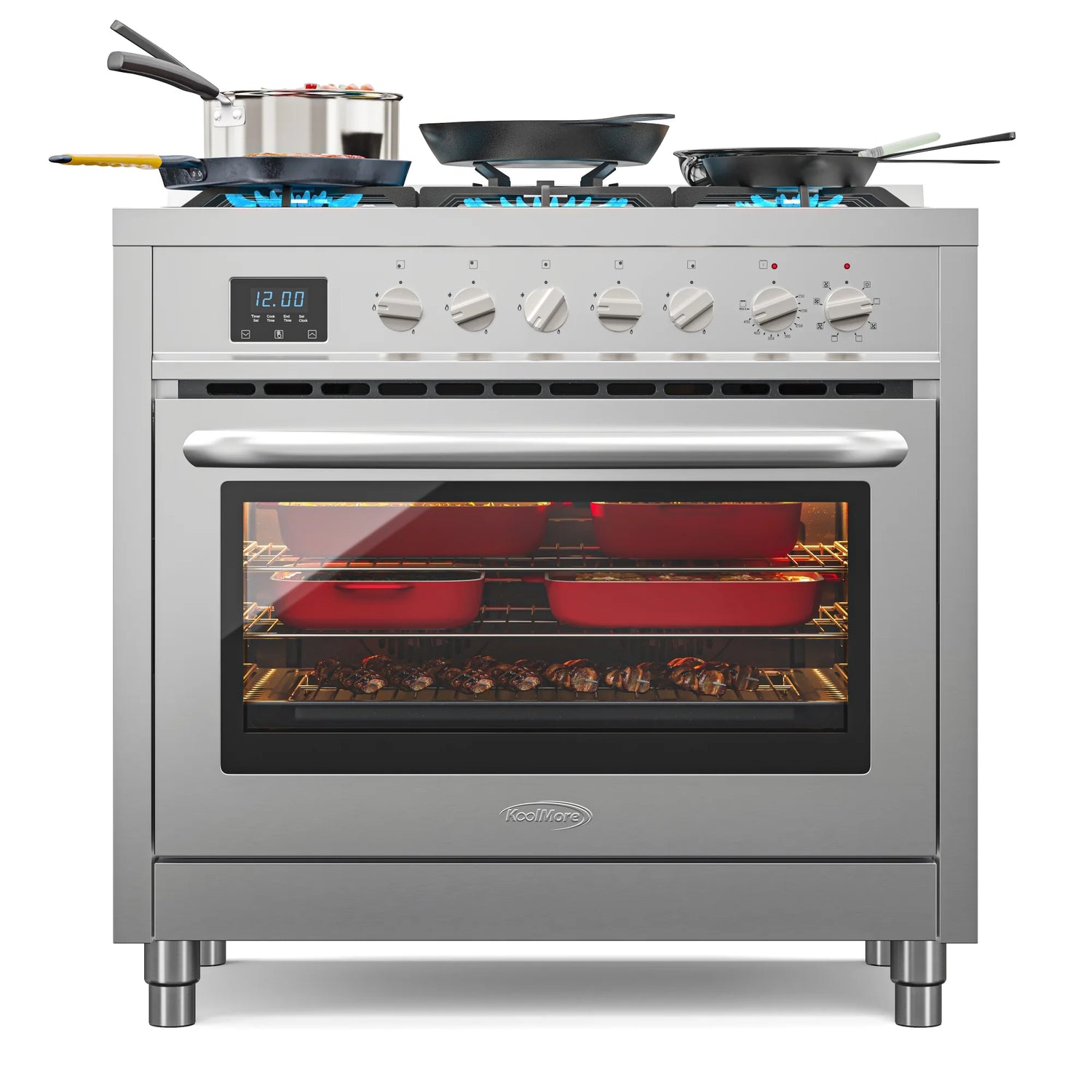 Professional Dual Fuel Range in Stainless Steel with Legs, 4.3 cu. ft. 36 In.