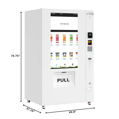 Commercial Freezer Ice Cream Vending Machine with 44 Slots, Ample 49 in. Touch Display, Bill Acceptor and Credit Card Reader in White, 45 In.