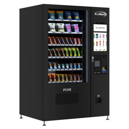 60-Slot Snack Vending Machine with 22-inch Touch Screen in Black, Non-Refrigerated., 50 In.