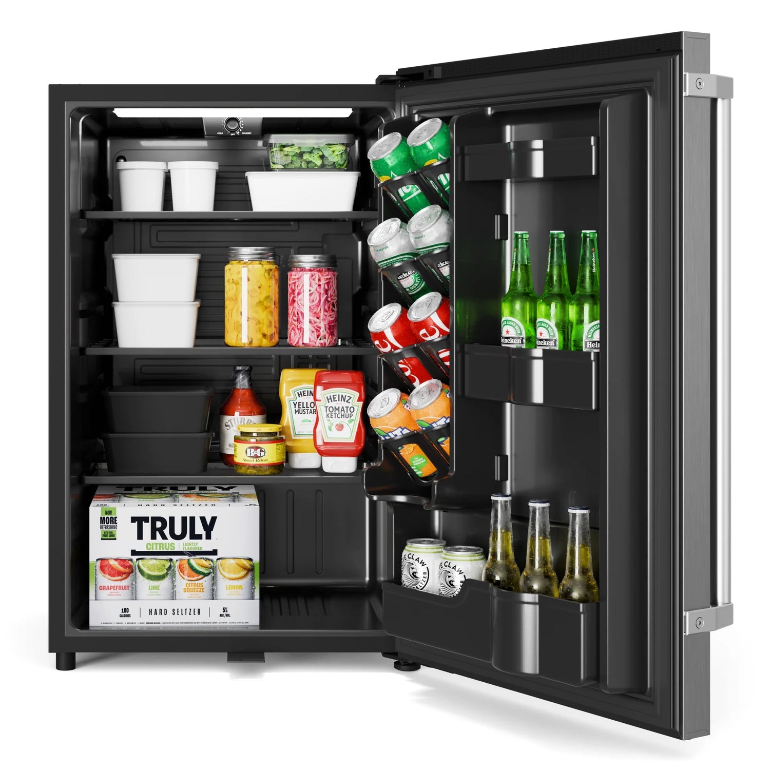 Outdoor Refrigerator with IPX 4 Rating and Glass Shelves 4.4 Cu. ft. in Stainless-Steel, 21 In.