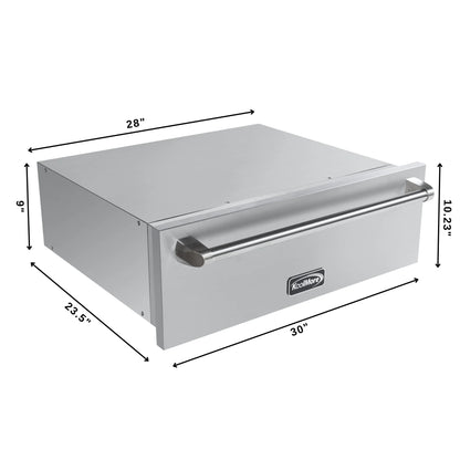 Warming Drawer with Three Compartments in Stainless-Steel, 30 In.