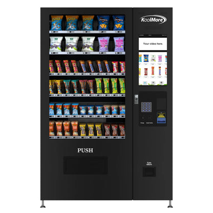60-Slot Snack Vending Machine with 22-inch Touch Screen in Black, Non-Refrigerated., 50 In.