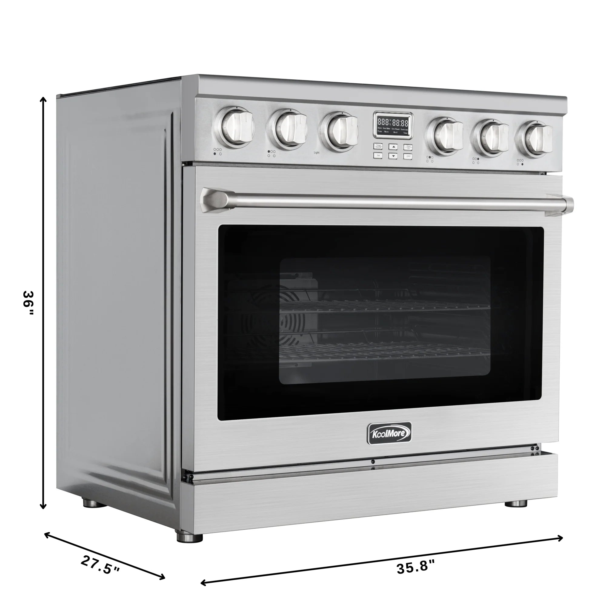 Professional Electric Range with 16600W of Power, 240V in Stainless-Steel, 36 In.