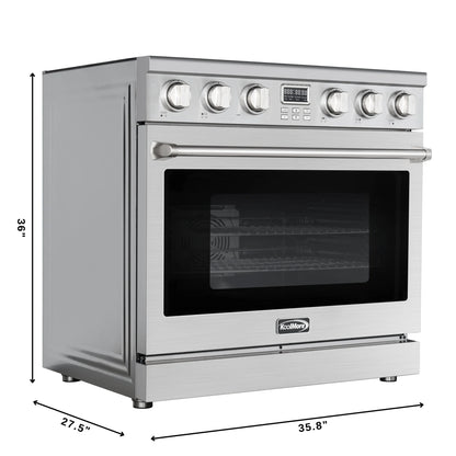 Professional Electric Range with 16600W of Power, 240V in Stainless-Steel, 36 In.