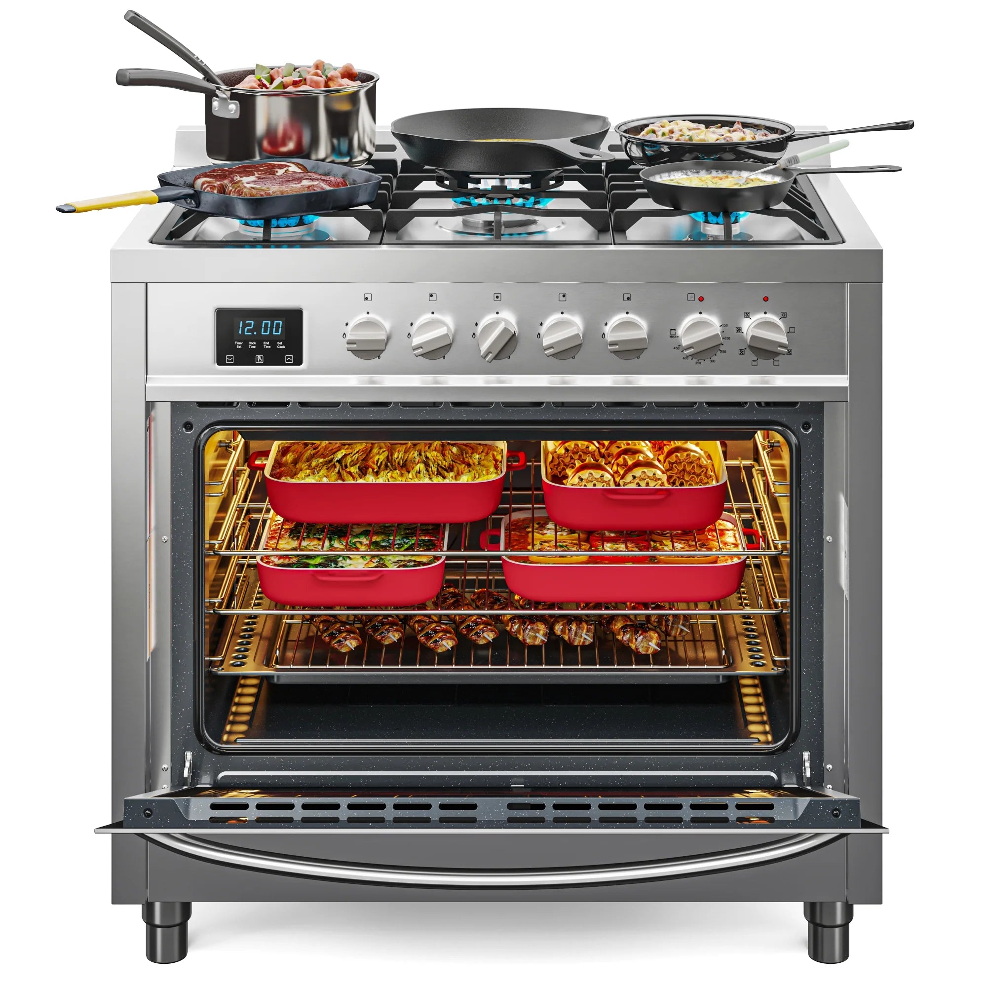Professional Dual Fuel Range in Stainless Steel with Legs, 4.3 cu. ft. 36 In.
