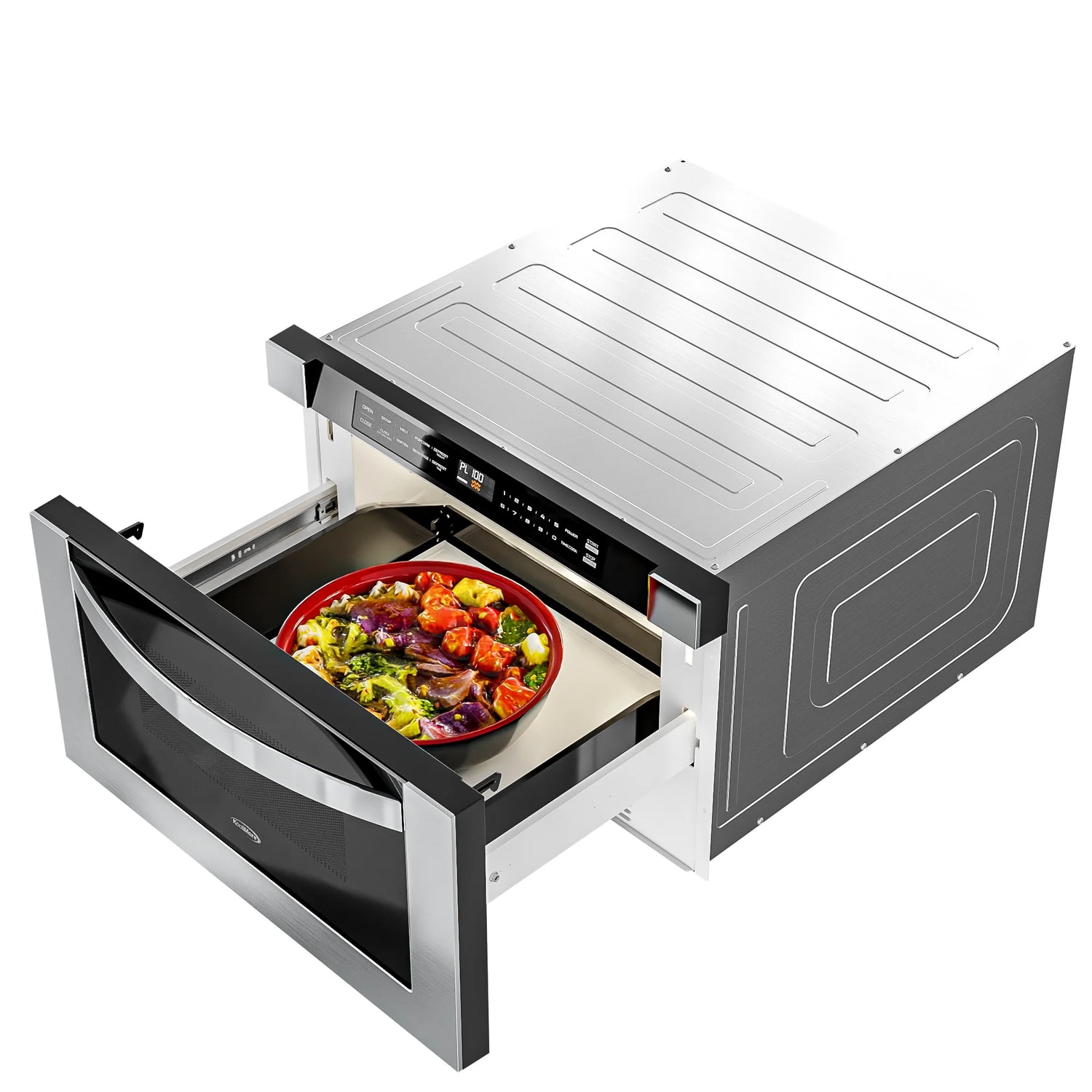 Stainless-Steel Microwave Drawer, Wall-Mounted with Flat Bottom,1.2 Cu. Ft., 24 In.