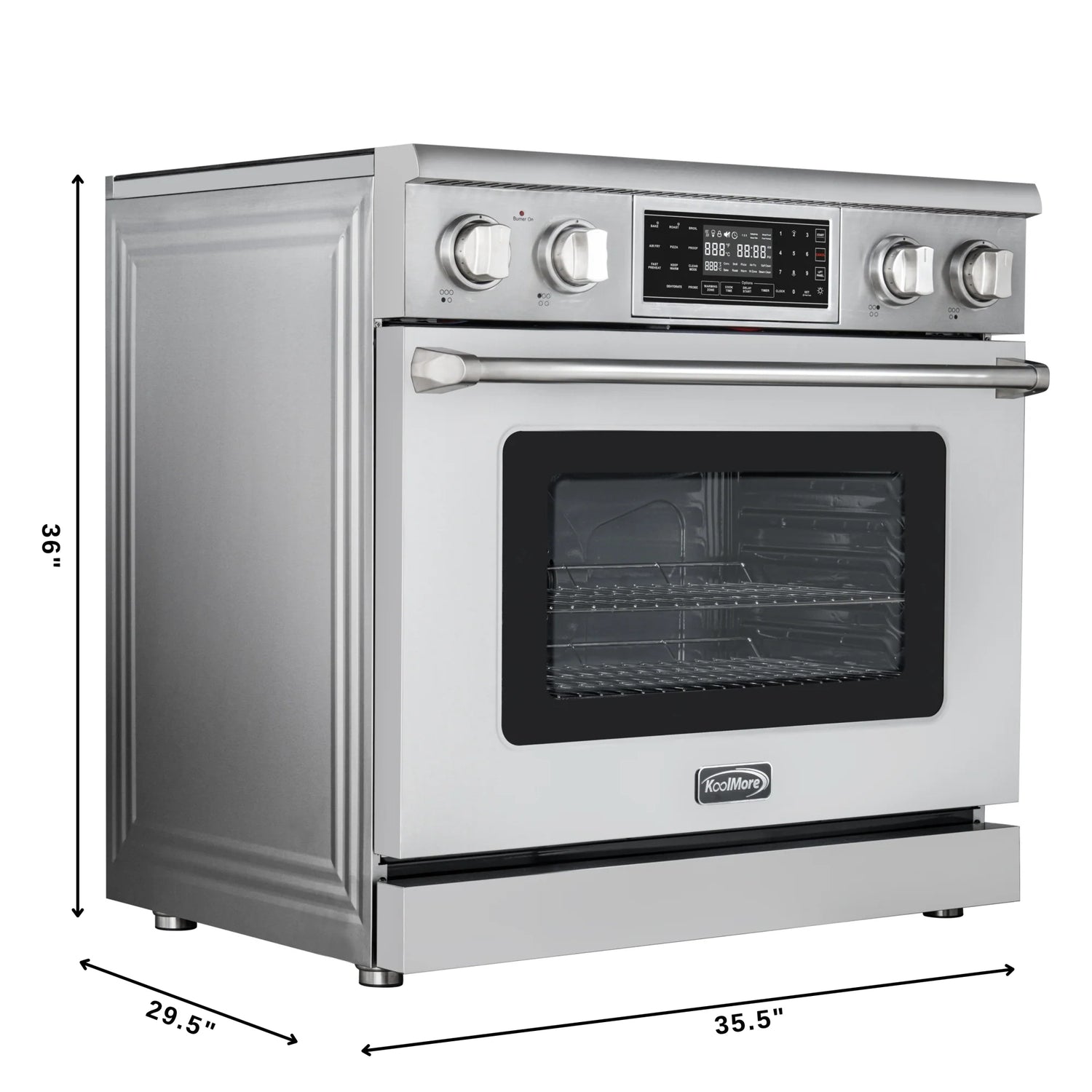 Electric Professional Range with Tilt Panel and Digital controls, Self-Cleaning, 16300W of Power, 240V in Stainless-Steel, 36 In.