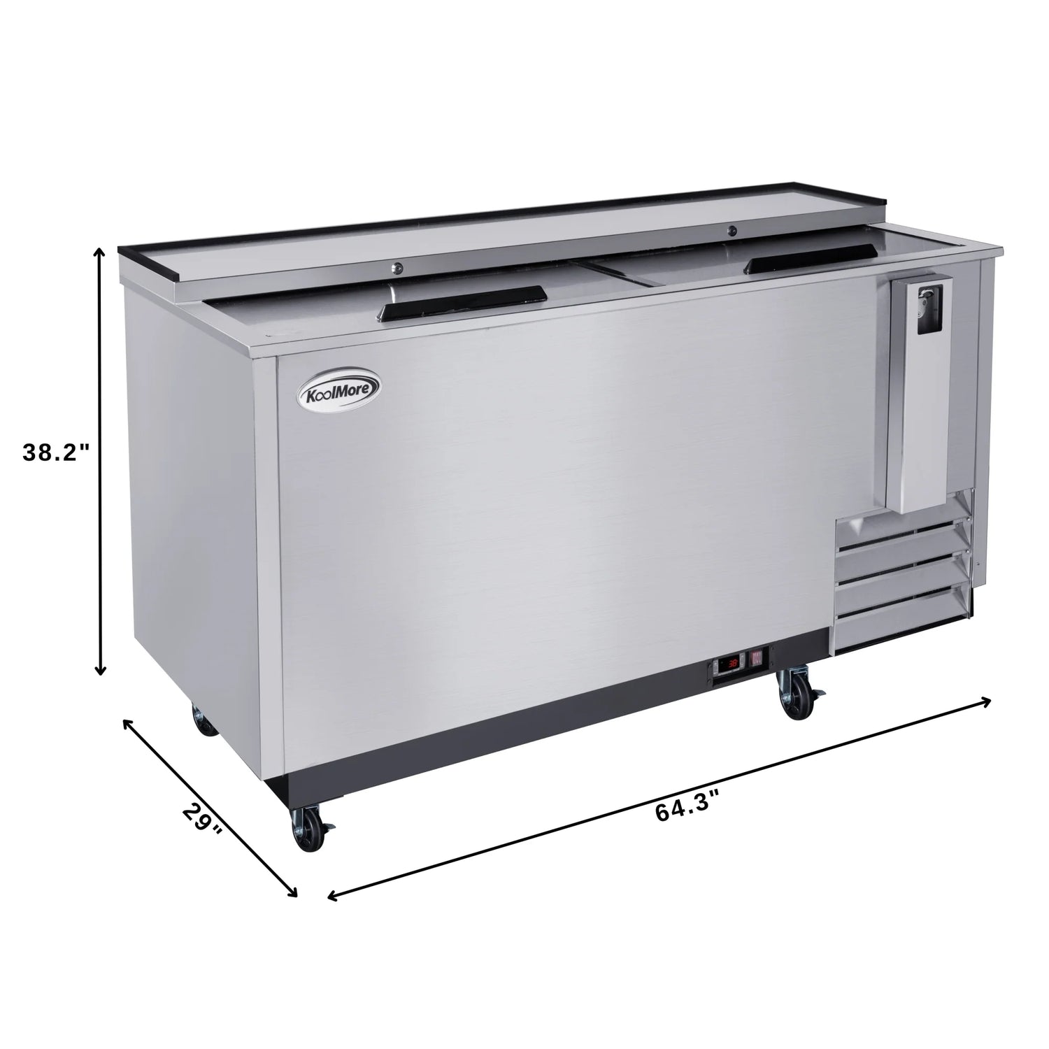 Commercial Bottle Cooler with Built-In Opener, ETL Listed, 19 cu. ft. 65 In.