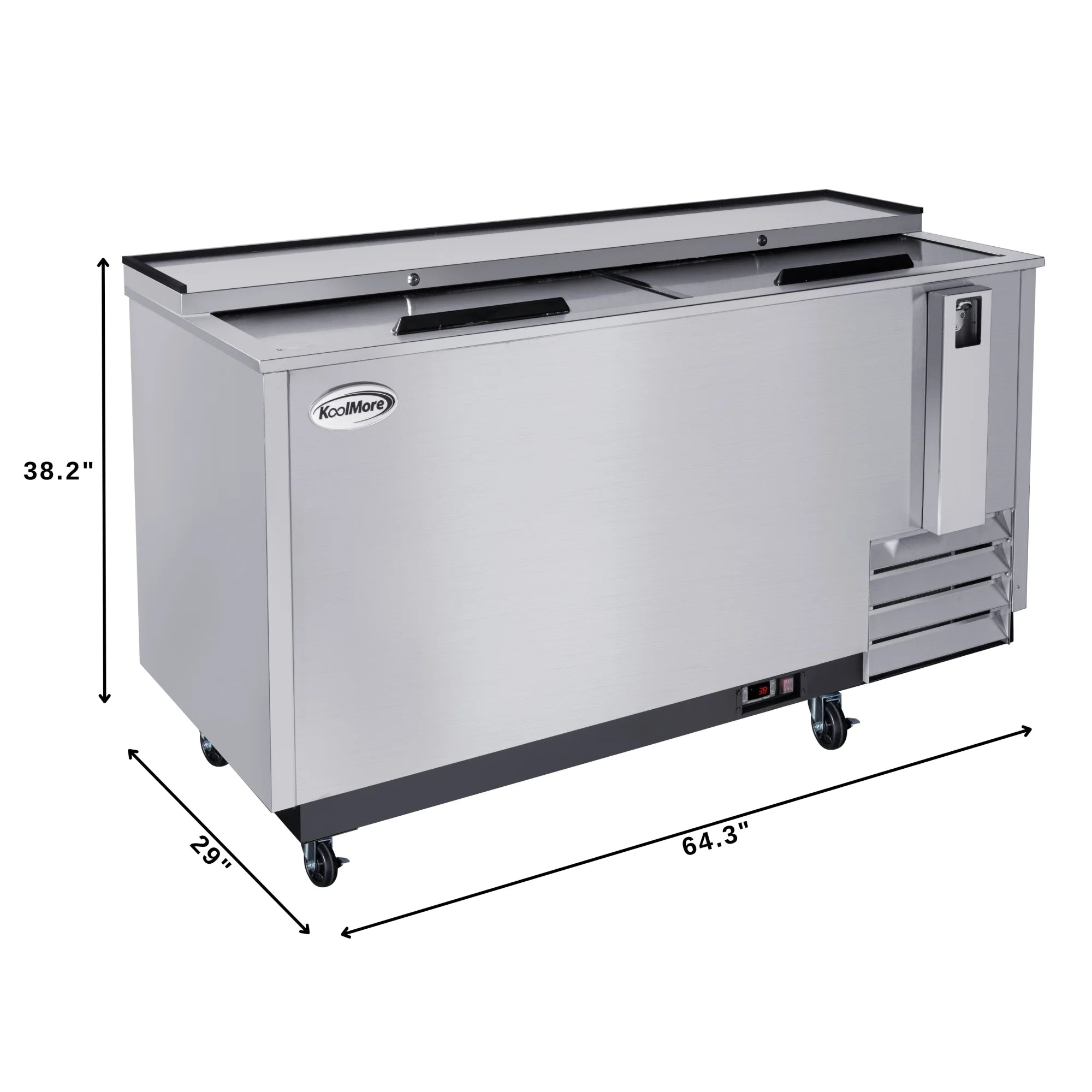 Commercial Bottle Cooler with Built-In Opener, ETL Listed, 19 cu. ft. 65 In.