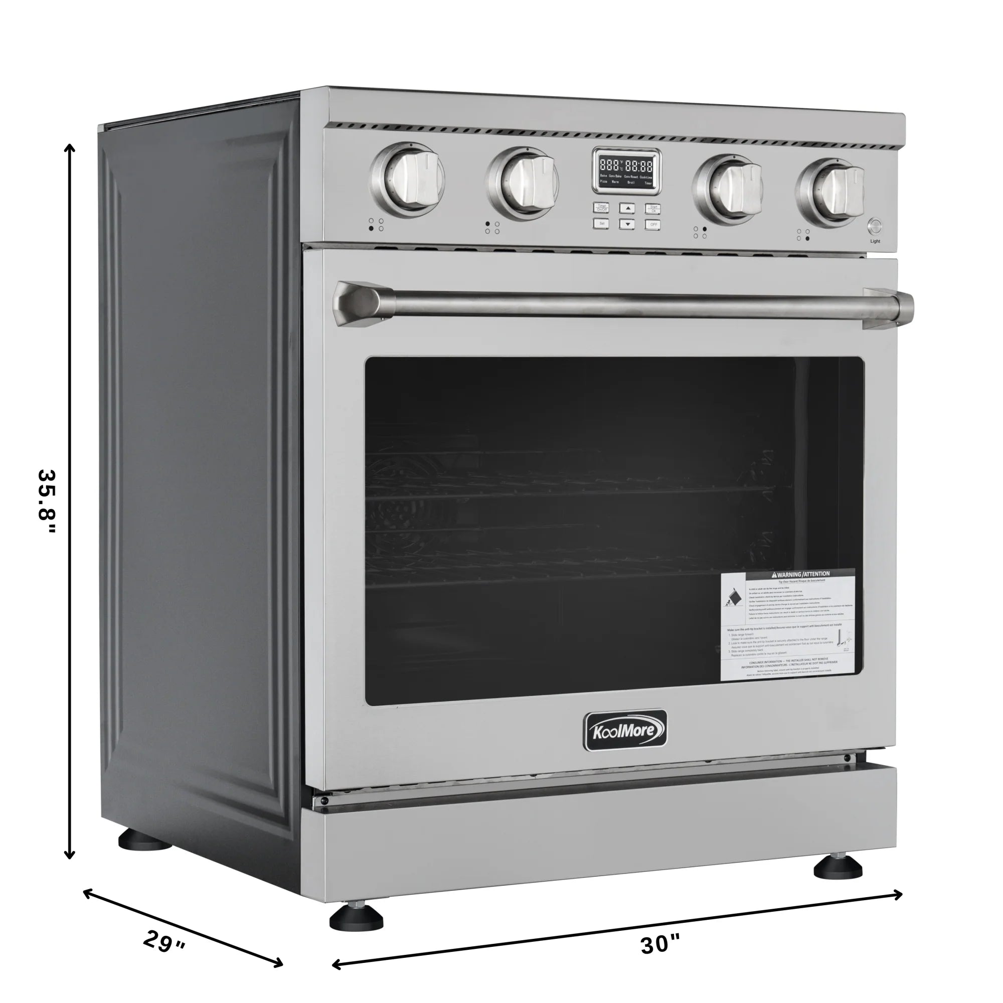 Professional Electric Range with 14900W of Power, 240V in Stainless-Steel, 30 In.