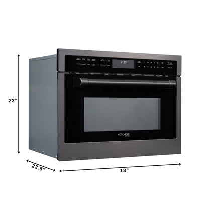 KoolMore Reserve 24 in. Stainless Steel Built-in Convection Microwave Oven with Speed and Sensor Cooking, 1.6 cu. ft. in Black (KM-CWO24 -BSS)