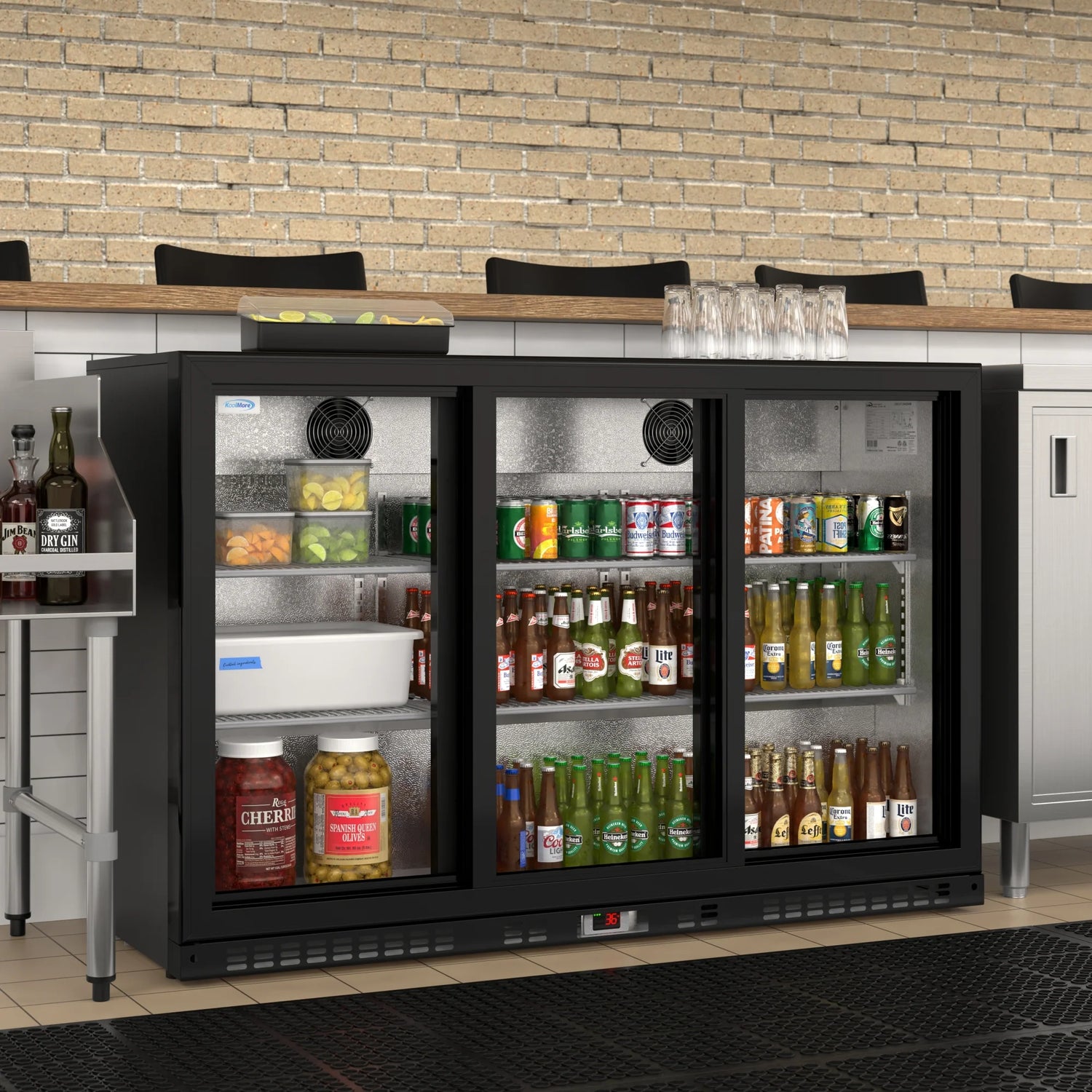 Three-Door Back Bar Refrigerator - 11.3 Cu Ft. 53 In.