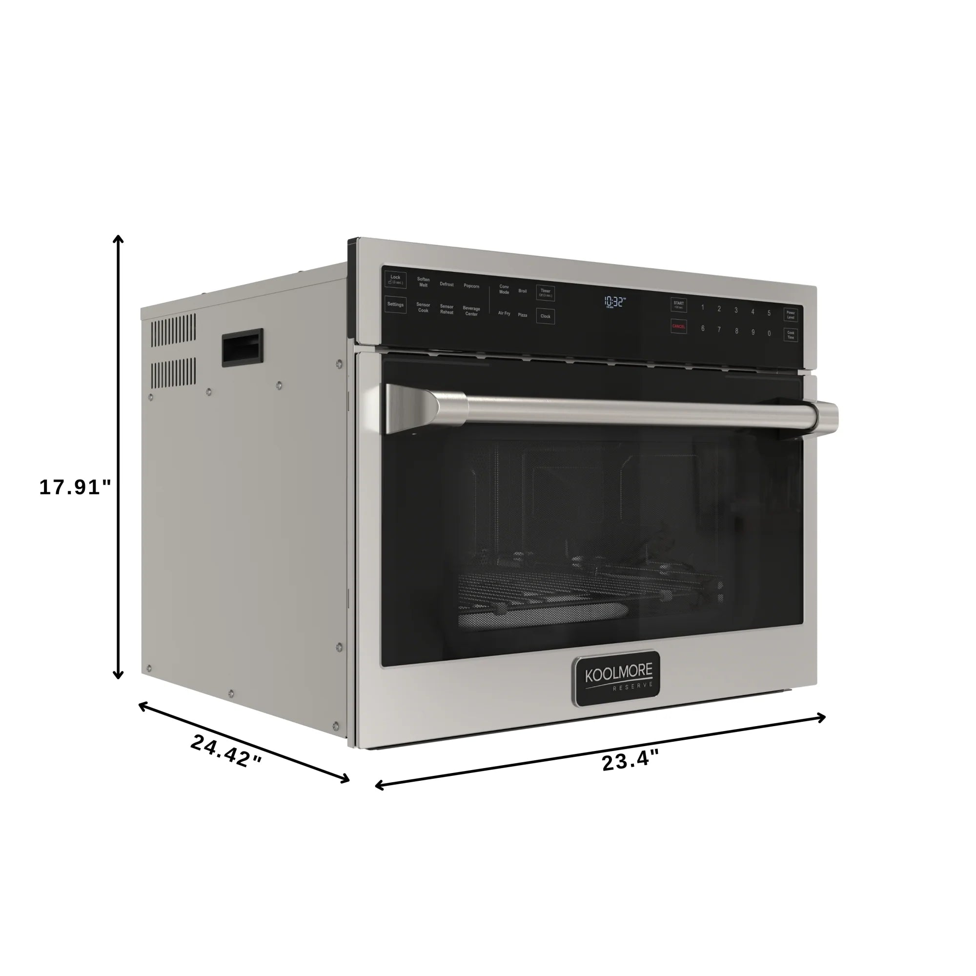 KoolMore Reserve 24 in. Built-In Microwave Convection Oven with Air Fry, 3-in-1 Combo, Sensor Cook, Soft-Close Door, 1.6 cu. ft. in Stainless Steel