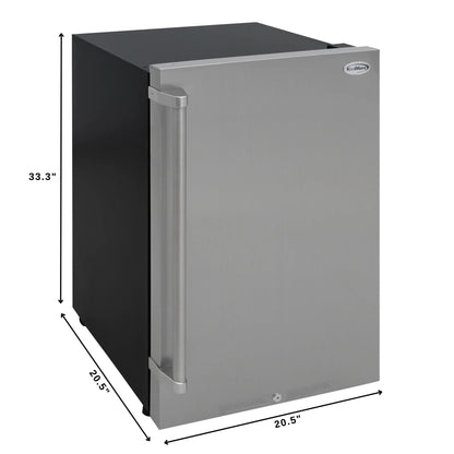 Outdoor Refrigerator with IPX 4 Rating and Glass Shelves 4.4 Cu. ft. in Stainless-Steel, 21 In.