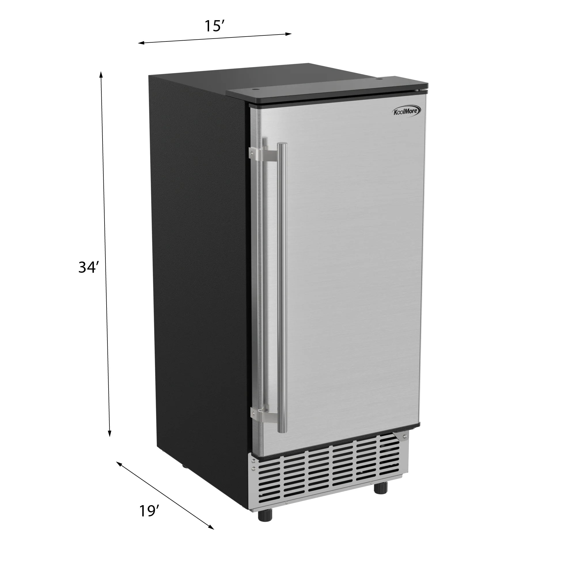 Stainless-Steel Built-In/Free-Standing Ice Maker, 75lbs/24h, 15 In.