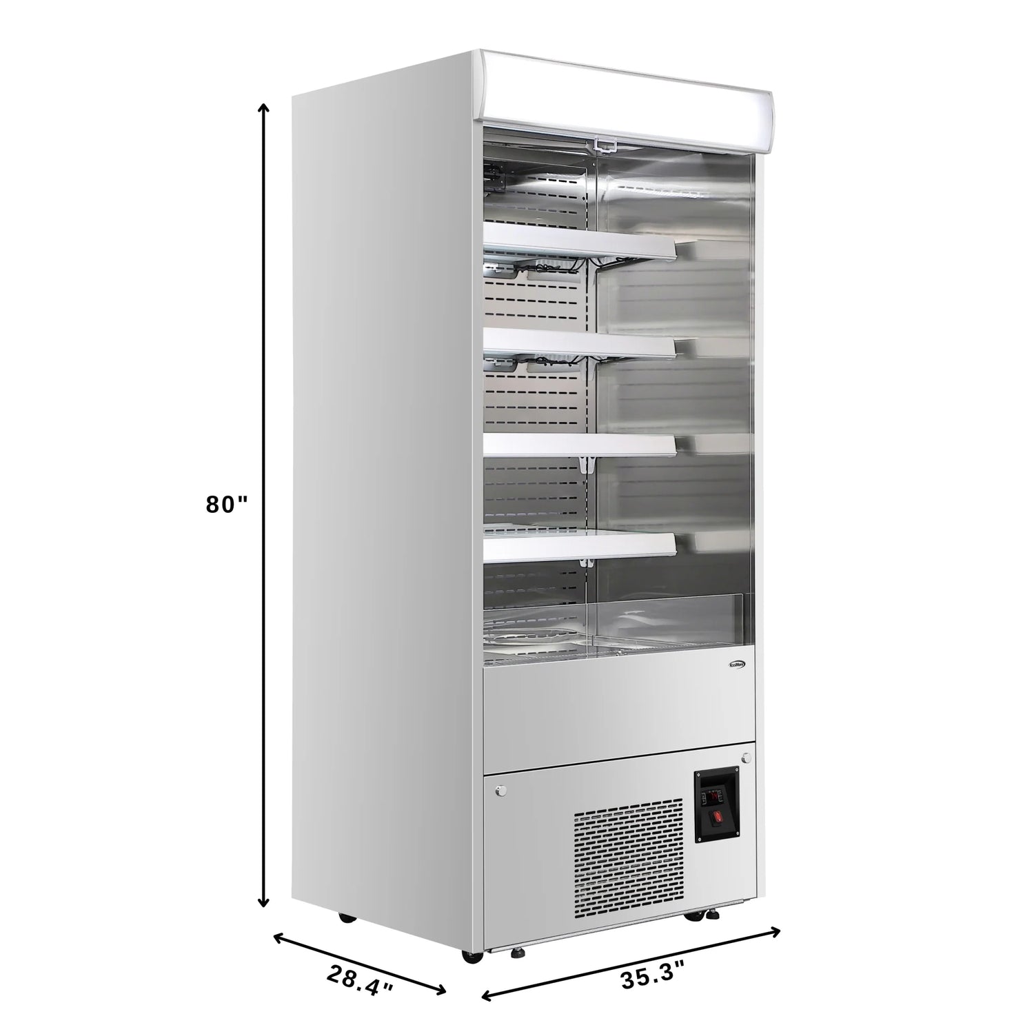 Open-Air Merchandiser Grab and Go Refrigerator in Stainless Steel 35.3 in, 18 cu ft.