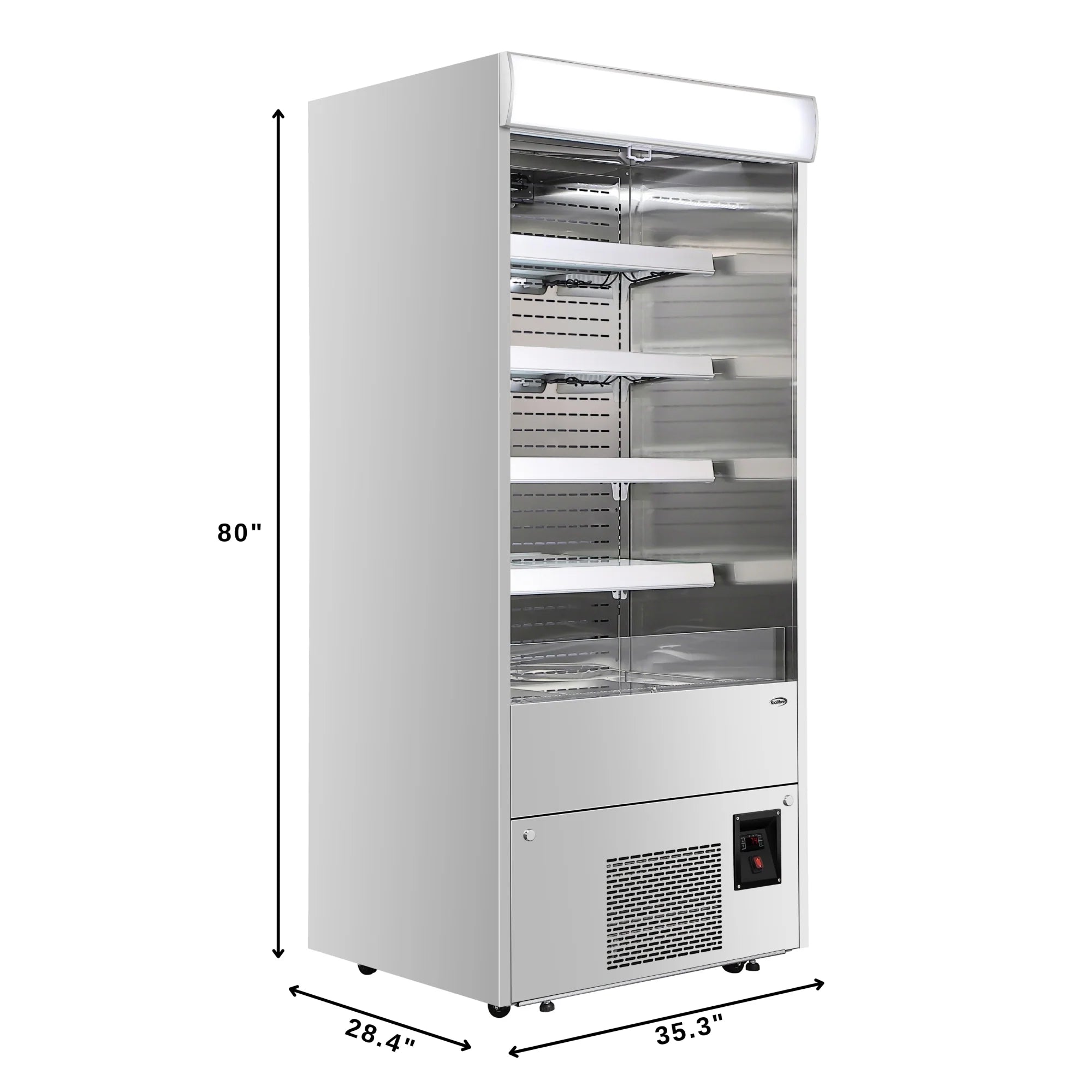 Open-Air Merchandiser Grab and Go Refrigerator in Stainless Steel 35.3 in, 18 cu ft.