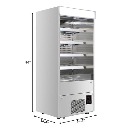 Open-Air Merchandiser Grab and Go Refrigerator in Stainless Steel 35.3 in, 18 cu ft.