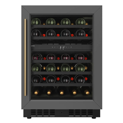 KoolMore Reserve 24 in. Under-Counter Panel Ready Dual Zone Built-in Wine Cooler with Black Shelves and 45 Bottle Capacity in Black