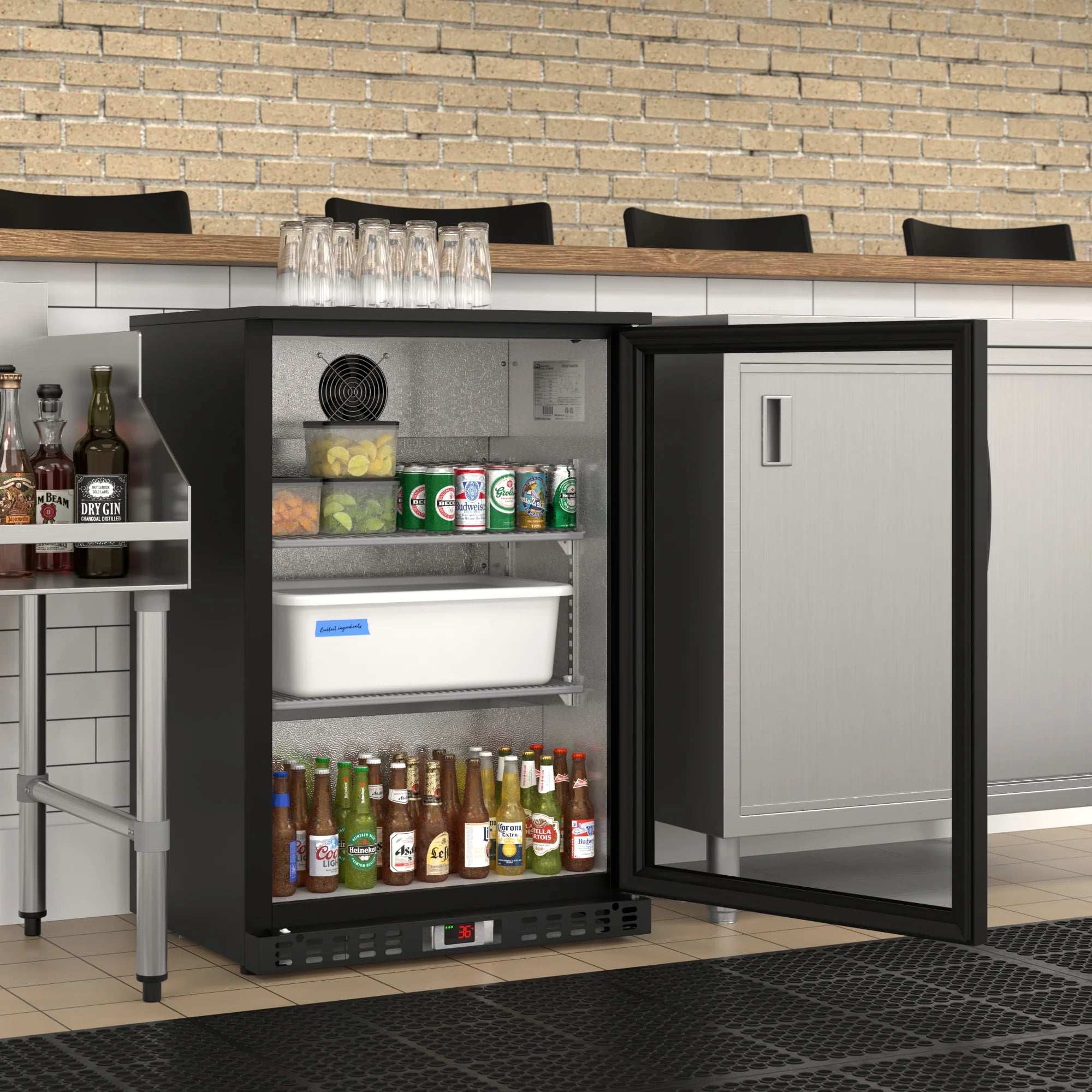 One-Door Back Bar Refrigerator - 4.1 Cu Ft. 24 In.