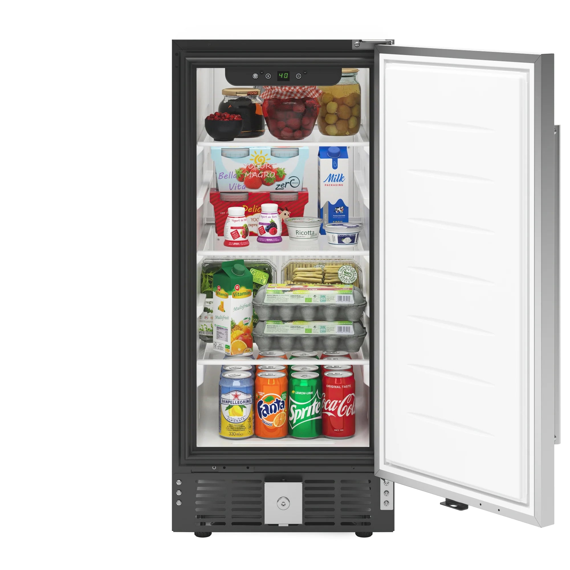 Small Stainless Steel Built-In Refrigerator and Beverage Cooler, 3 cu. ft. 15 In.