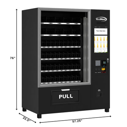 Snack Vending Machine with 21.5 Inch Touch Display, 66 Slots and Elevator-Lift Dispensing System, Refrigerated, Bill Acceptor and Credit Card Reader, Wifi and 4G Connectivity in Black