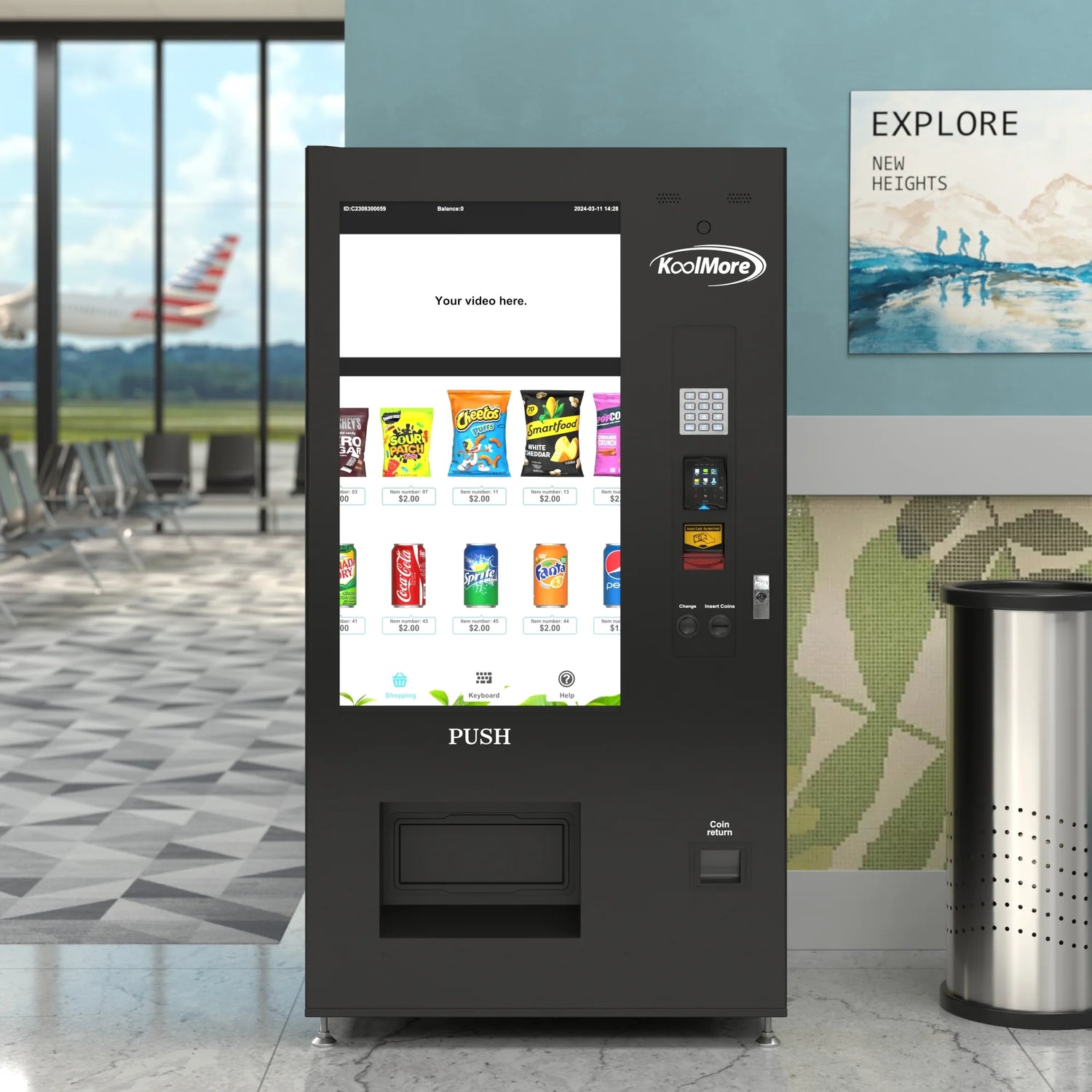 Refrigerated Snack Vending Machine with 48 Slots and Ample 49 in.Touch Display, Bill Acceptor, Credit Card Reader, Wifi, and 4G Connectivity in Black, 41 In.