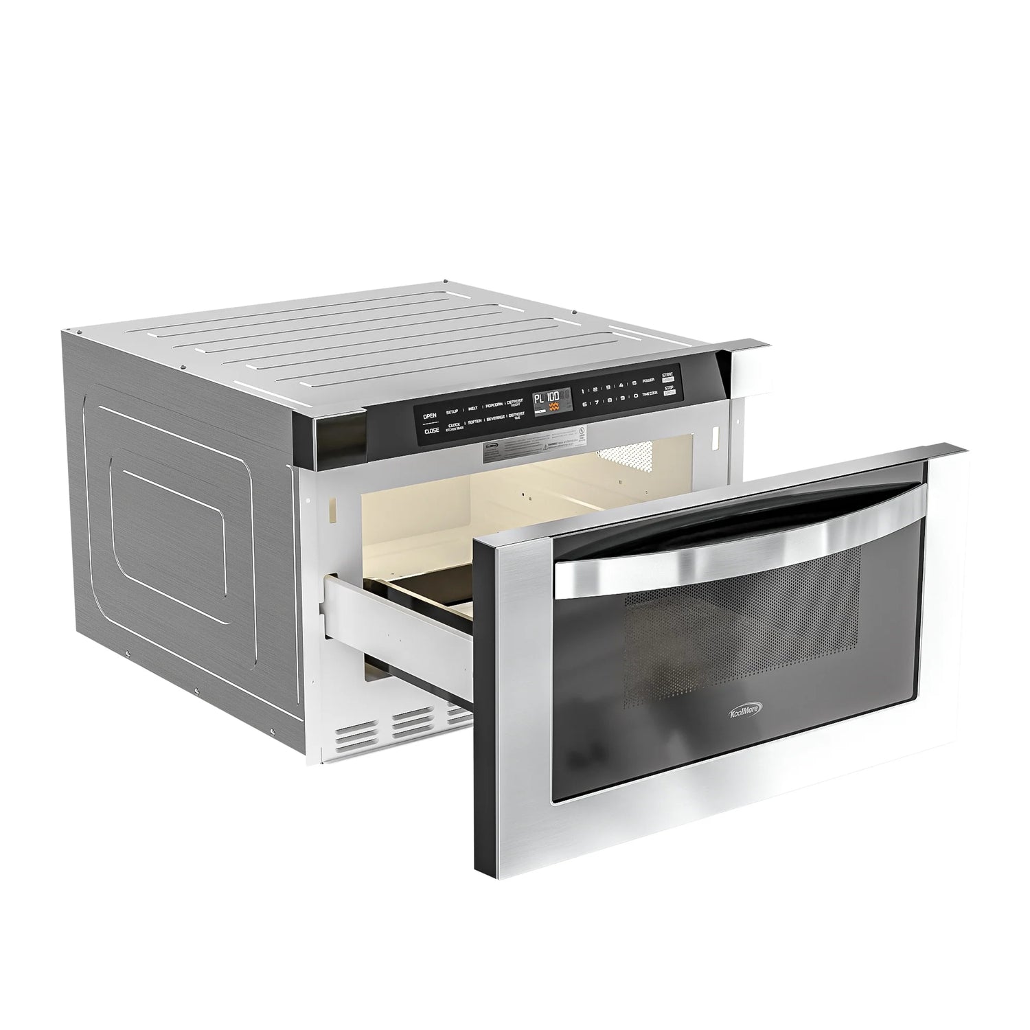 Stainless-Steel Microwave Drawer, Wall-Mounted with Flat Bottom,1.2 Cu. Ft., 24 In.
