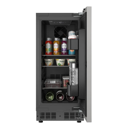 Built-In Panel Ready Undercounter Beverage Refrigerator, Compact with Digital Temperature Control, Glass Shelves, Security Lock, 15 In.