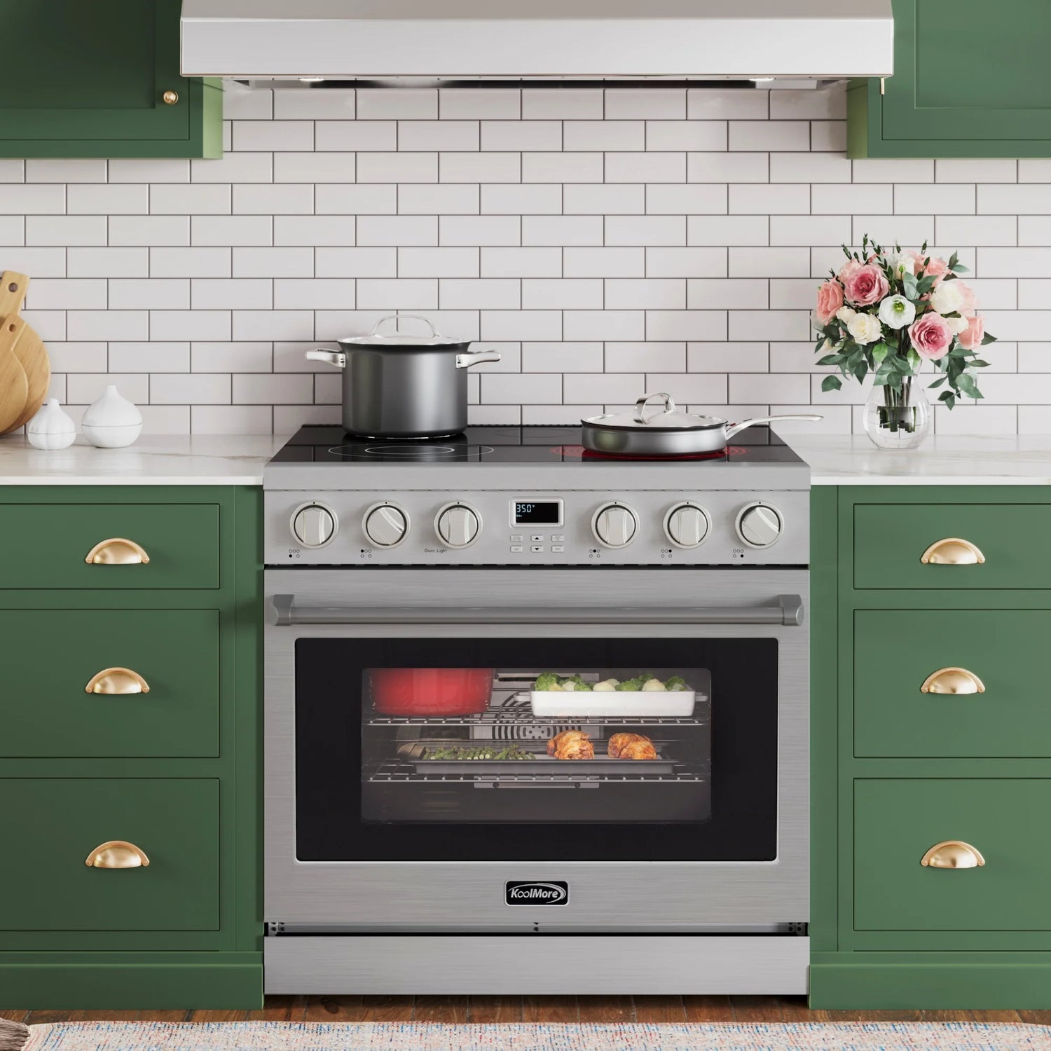 Professional Electric Range with 16600W of Power, 240V in Stainless-Steel, 36 In.