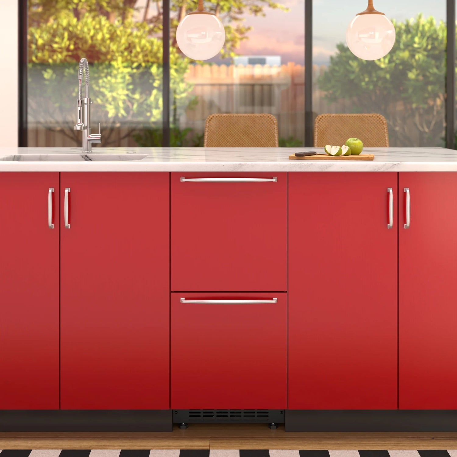 Panel Ready Built-in Double Refrigerator, Frost-Free Undercounter Fridge with Digital Temperature Control and Stainless-Steel Drawers, 15 In.