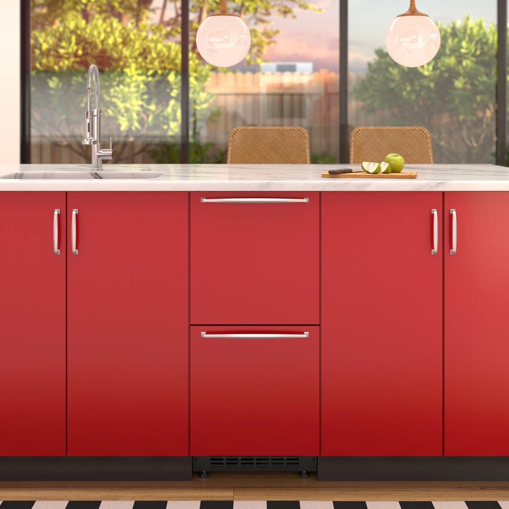 Panel Ready Built-in Double Refrigerator, Frost-Free Undercounter Fridge with Digital Temperature Control and Stainless-Steel Drawers, 15 In.