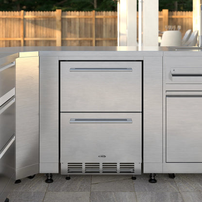 Built-in Two-Drawer Outdoor Refrigerator in Stainless-Steel, 24 In.
