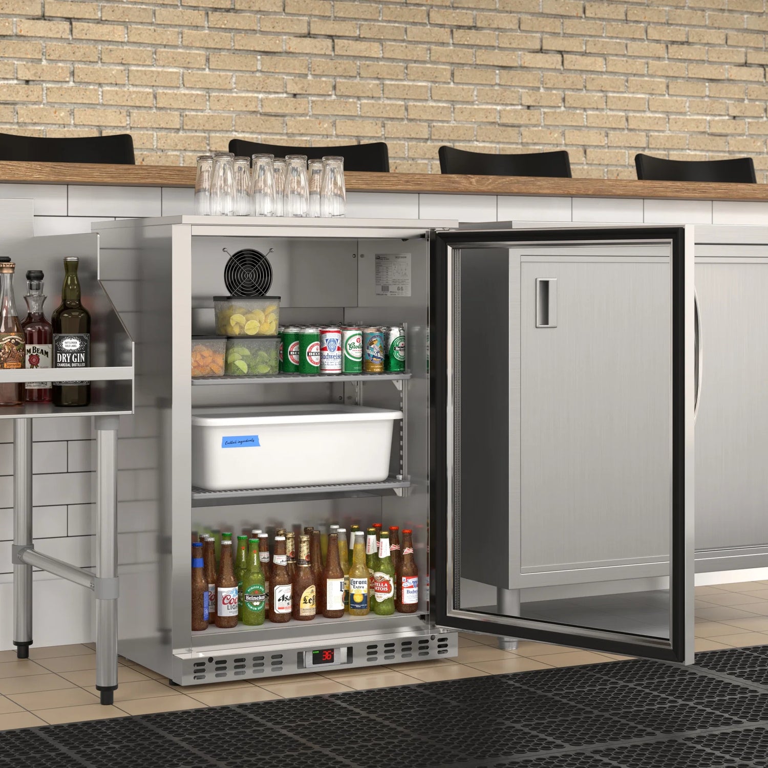 One-Door Back Bar Refrigerator - 4.1 Cu Ft. 24 In.