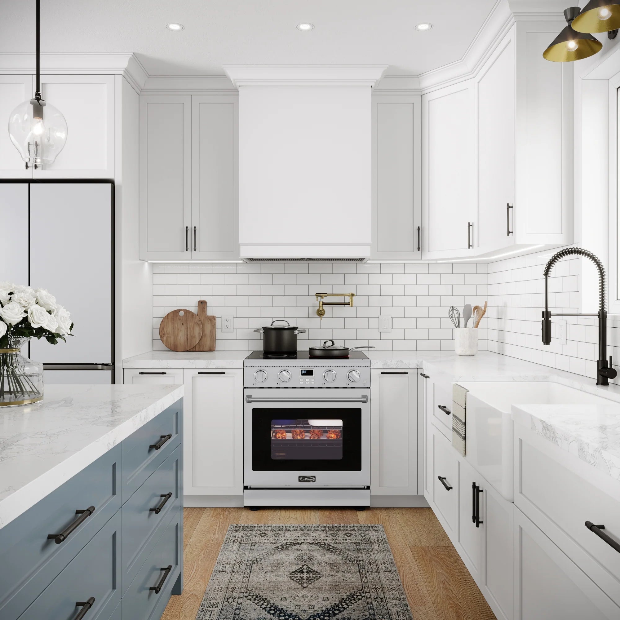 Professional Electric Range with 14900W of Power, 240V in Stainless-Steel, 30 In.