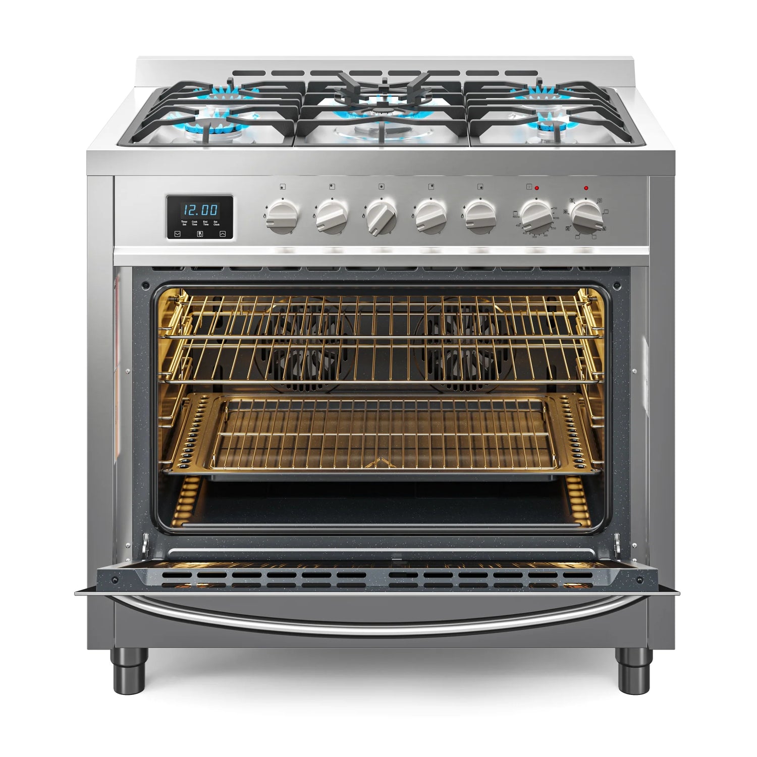 Professional Dual Fuel Range in Stainless Steel with Legs, 4.3 cu. ft. 36 In.