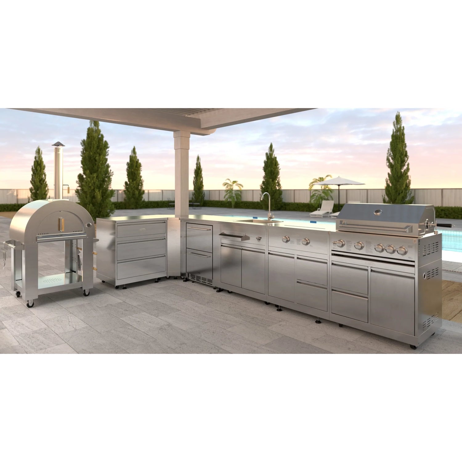 Built-in Two-Drawer Outdoor Refrigerator in Stainless-Steel, 24 In.